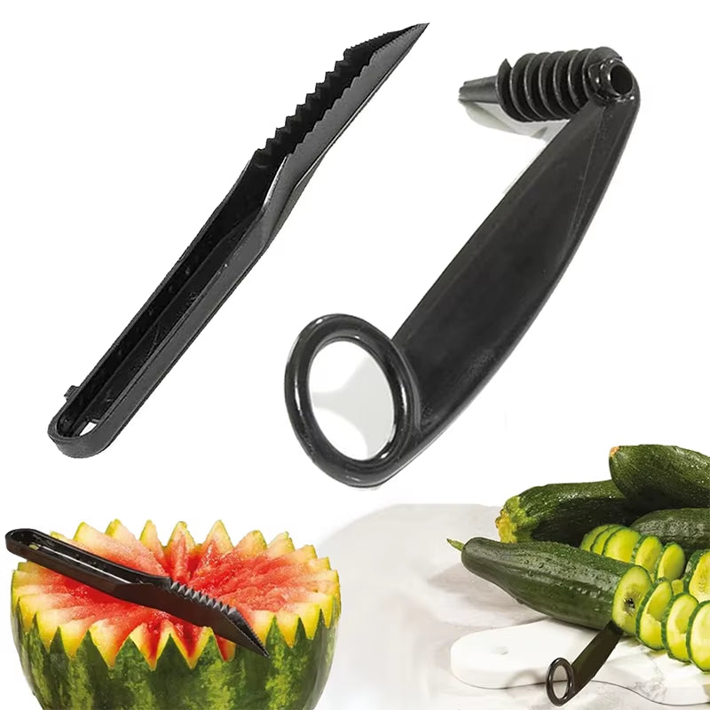New Piranha V-Shaped Knife Spiral Cutter Decorating Fruits Vegetables Serrated Pattern Slicer for Decorating Kitchen Small Tools