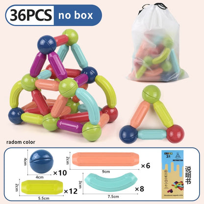 Magnetic Constructor Blocks Set Toys for Kids Magnet Stick Rod Building Blocks Montessori Educational Toys for Children Boy Girl