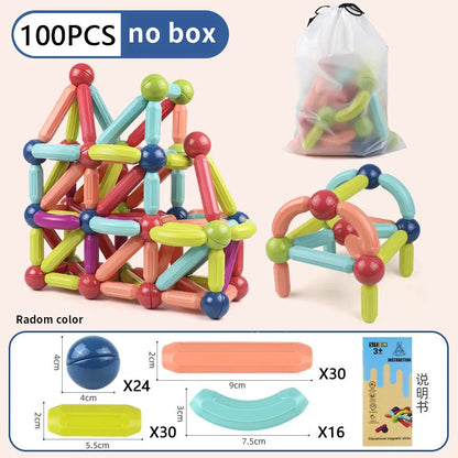 Magnetic Constructor Blocks Set Toys for Kids Magnet Stick Rod Building Blocks Montessori Educational Toys for Children Boy Girl