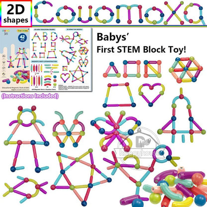 Magnetic Constructor Blocks Set Toys for Kids Magnet Stick Rod Building Blocks Montessori Educational Toys for Children Boy Girl