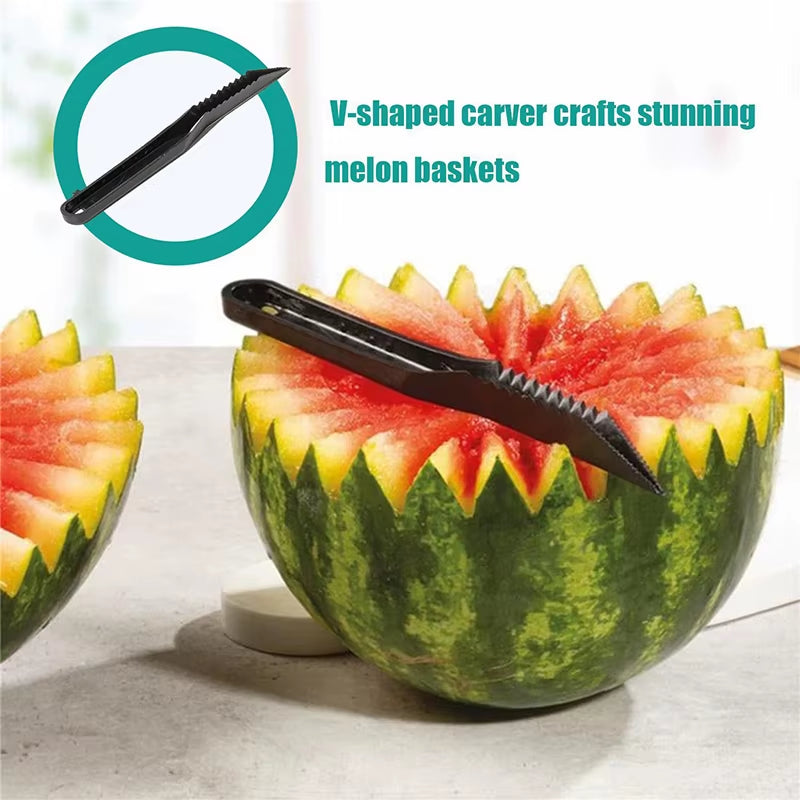 New Piranha V-Shaped Knife Spiral Cutter Decorating Fruits Vegetables Serrated Pattern Slicer for Decorating Kitchen Small Tools