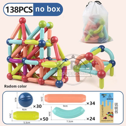 Magnetic Constructor Blocks Set Toys for Kids Magnet Stick Rod Building Blocks Montessori Educational Toys for Children Boy Girl